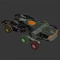 Futuristic Off Road Car With Dark Metallic Blue Tones And Orange Accents