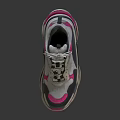 Gray Pink Color Block Retro Trendy Sneakers With Thick Sole Mesh Design Shoes