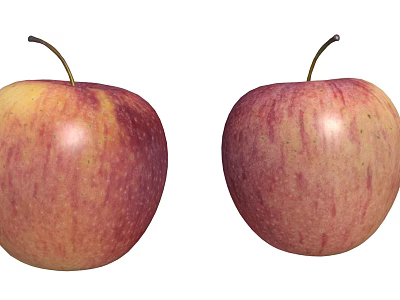 Fresh Ripe Apples with Red and Yellow Striped Skin on White Background 3d model
