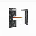 Black Metal Swing Door With Grid Design Open And Closed States
