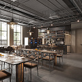 Industrial LOFT Restaurant Cafe Coffee Shop Restaurant Bar Cafe Western Restaurant Dessert Shop 3d model