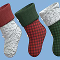 Green Red Silver Christmas Stockings With White Polka Dots Gnome Stars Snowflakes