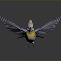 Colorful Bird With Yellow Head Purple Wings And Blue Tail Spreading Wings On Dark Background