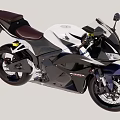Sporty White And Black Motorcycle With Brown Seat And Sleek Design Features