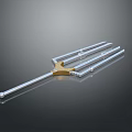 Trident Shaped Hardware Tool Featuring Long Silver Metal Rod Golden Connector and Three Prongs