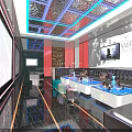 KTV Lounge With Modern Neon Lighting Comfortable Sofas And High Quality Sound System 3d model