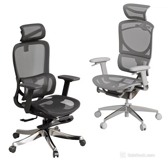 Ergonomic Mesh Office Chairs With Adjustable Armrests Metal Base And Wheels 3d model