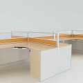 Modern Modular Office Desk With Wooden Top Metal Frame Partition And Workstations