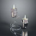 Silver Metal Candle Holders With Curved Stand Grapevine Decoration And Lit Candles