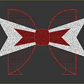 Red And White Bow With Grid Structure Red Circular Center White Ribbon Base Reflective Effect