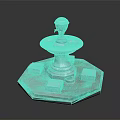 Stone Fountain With Hexagonal Base Ornamental Top And Square Support Blocks