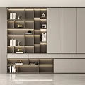 Modern Gray Built in Bookcase with LED Lighting Sleek Shelves and Decor Items