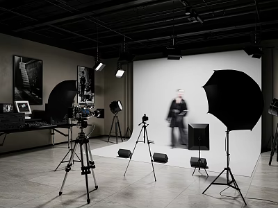 High Quality Commercial Photography Equipment With Studio Lighting Tripods Softboxes And Camera Gear 3d model