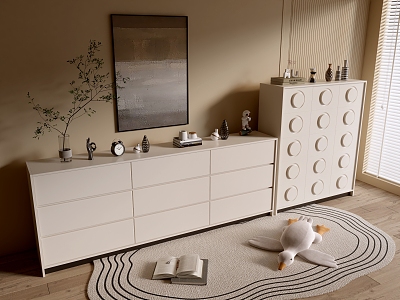 Modern Cream Style Cabinet Whole Cabinet Sideboard Cabinet Balcony Cabinet Storage Cabinet Entrance Cabinet 3d model