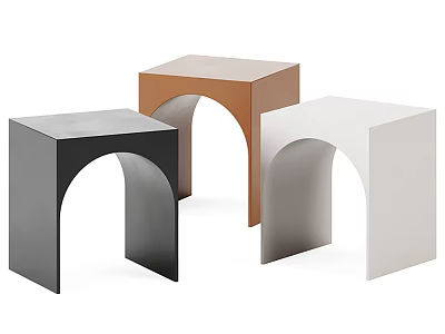 Modern Arch Shaped Side Tables In Three Colors 3d model