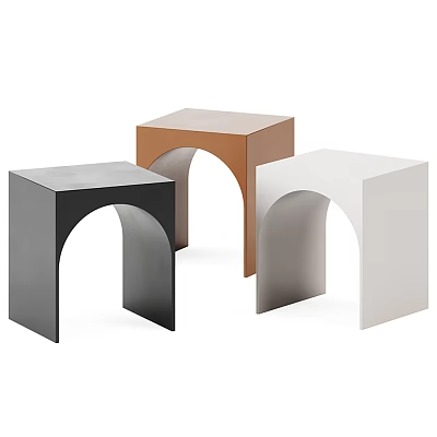 Modern Arch Shaped Side Tables In Three Colors 3d model