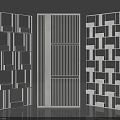 Modern White Room Dividers With Geometric Lattice And Vertical Slat Design