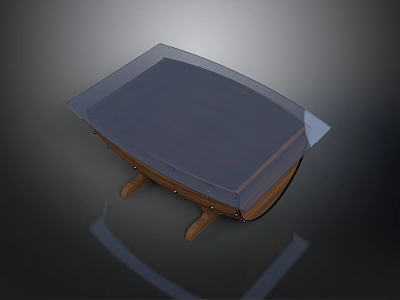 Modern Home Furniture Glass Top Table With Wooden Legs And Minimalist Design 3d model