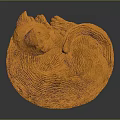 Orange Cat Curled Up Sleeping in Round Shape Against Dark Background 3d model