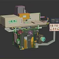 Industrial Precision Machine With Control Panel Yellow White Components And Green Label