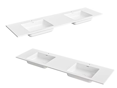 Modern White Double Washbasin Design With Sleek Countertop And Smooth Surface 3d model