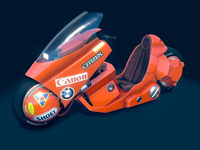 Orange Motorcycle With Futuristic Sleek Design Aerodynamic Body Transparent Windshield And Leather Seat 3d model