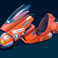 Orange Motorcycle With Futuristic Sleek Design Aerodynamic Body Transparent Windshield And Leather Seat