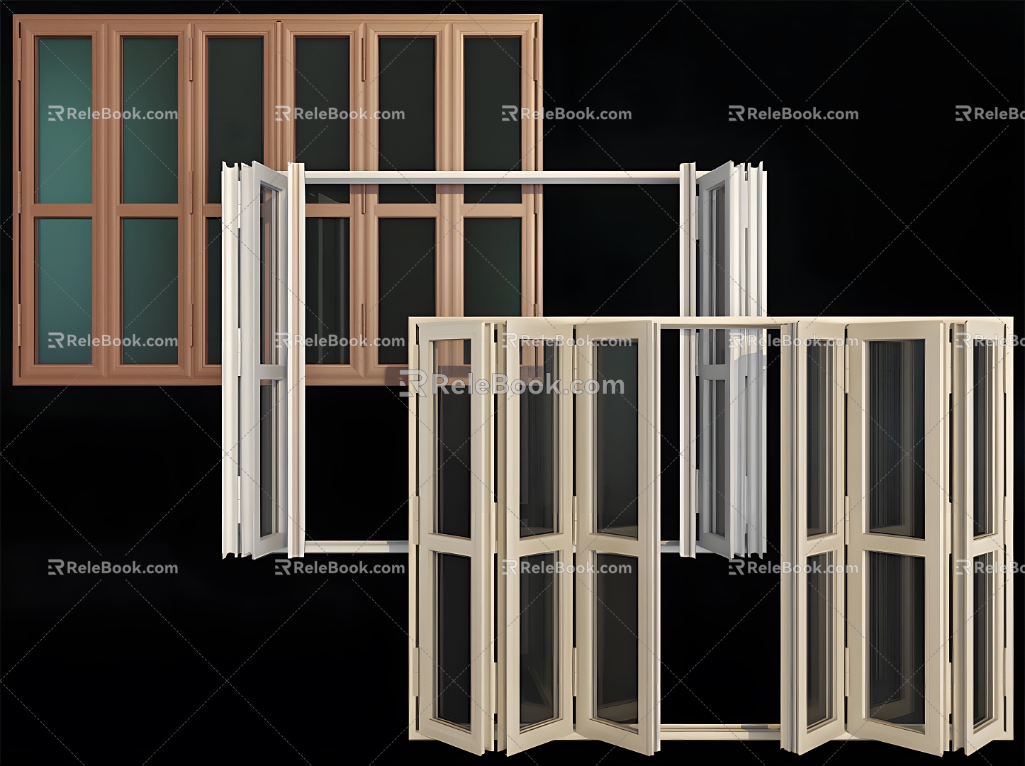 Glass window window glass window casement window door and window hardware glass window 3d model