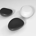 Stone Shaped Black And White Landscape Seats With Smooth Surface On Light Background 3d model