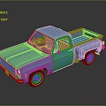 Blue Classic Single Cab Pickup Truck With White Wheels And Shiny Exterior