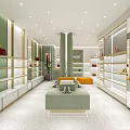 Modern Fashion Boutique Interior With Open Shelves Display Counter And Shoes Bags Decor