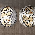Cute Round Rug Featuring Cartoon Tiger Design With Soft Fringe Edge 3d model