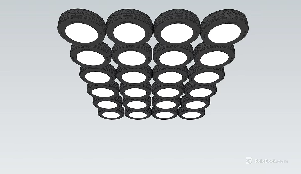 Multiple Round Ceiling Lights Arranged In Pyramid Design For Contemporary Interior Spaces 3d model