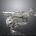Futuristic Mechanical Weapon Design With Metal Barrel Grip And Gear Mechanism