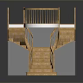 Wooden Spiral Staircase With Handrail And Upper Platform Interior Design 3d model