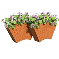 Decorative Flower Planters Wooden And Wheel Design With Colorful Flowers For Garden Decoration