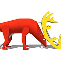 Red Animal Shaped Play Equipment with Yellow Antler Slide and Stairs for Kids Outdoor Playground