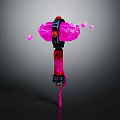 Pink Crystal Hammer Weapon With Black Handle And Glowing Pink Shards