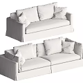 Light Colored Linen Sectional Sofa With Plush Cushions And Modern Design 3d model