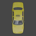 Bright Yellow Taxi Sedan With Roof Sign And Side Lettering Details