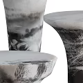 Modern Coffee Tables With Black And White Marble Texture Unique Conical Base Design 3d model