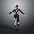 Red And Black Bodysuit With Red Roller Skates Daily Necessities For Practical Wear