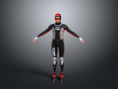 Red And Black Bodysuit With Red Roller Skates Daily Necessities For Practical Wear 3d model