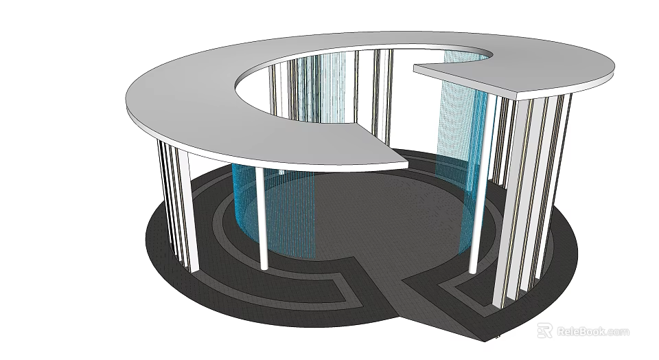Circular Pergola Design With White Structure Columns And Geometric Floor Patterns 3d model 