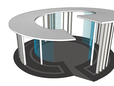 Circular Pergola Design With White Structure Columns And Geometric Floor Patterns 3d model
