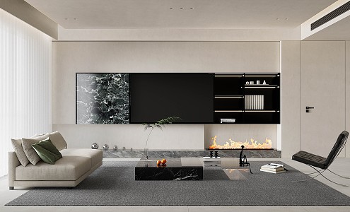 Modern Living Room Simple Living Room TV Wall 3d model