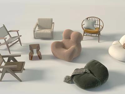 Modern Single Sofa With Plush Upholstery And Comfortable Design For Living Space 3d model