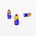 Blue And Yellow P40 Cans With Red Lids In Upright And Tilted Positions