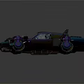 Futuristic Modified Car With Large Tires Mechanical Parts And Metallic Finish