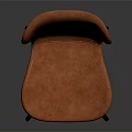 Modern Orange Leather Accent Chair With Curved Backrest And Black Metal Legs